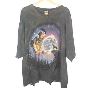 The mountain Indian Native American Wolf Moon nature Tshirt mens size 3XL